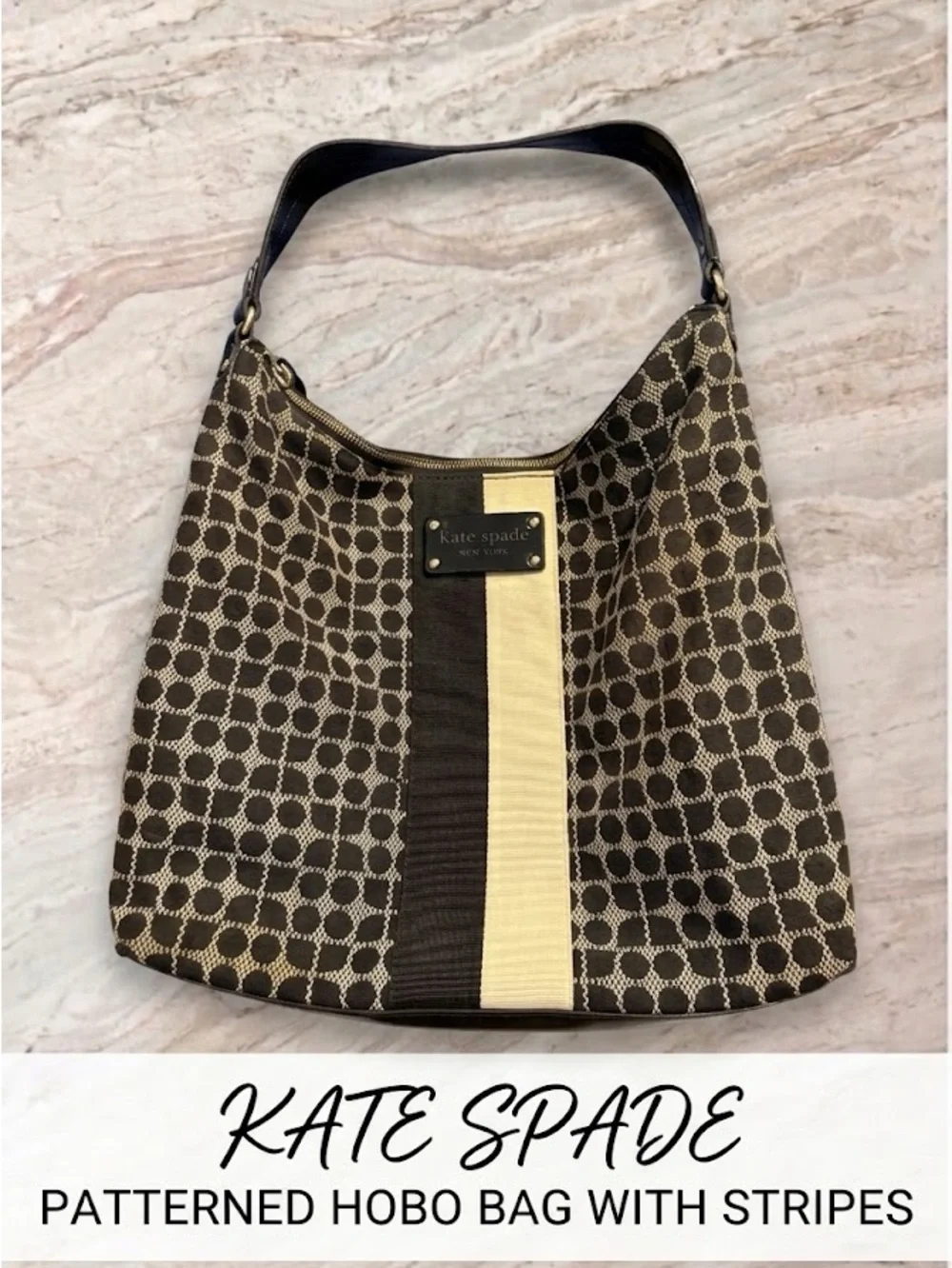 Kate Spade Patterned Hobo / Shoulder Bag with Stripes